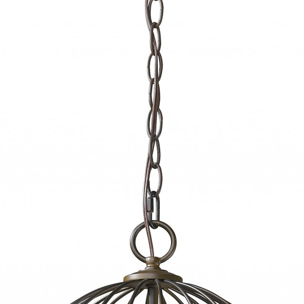 Aria 3-Light Oil-Rubbed Bronze Globe Pendant With Mother Of Pearl Accents By Homeroots | Pendant Lamps | Modishstore - 3