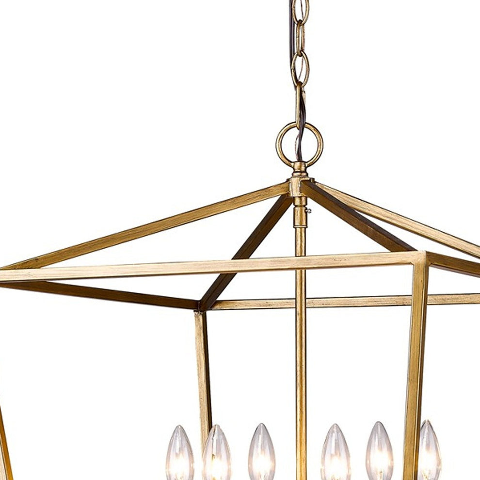 Kennedy 6-Light Antique Gold Foyer Pendant With Crystal Bobeches By Homeroots | Pendant Lamps | Modishstore - 4