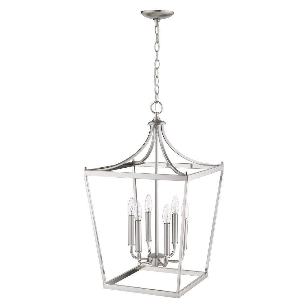 Kennedy 6-Light Satin Nickel Pendant By Homeroots | Pendant Lamps | Modishstore - 7