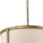 Jessica 4-Light Raw Brass Drum Pendant With Metal Rimmed Fabric Shade By Homeroots