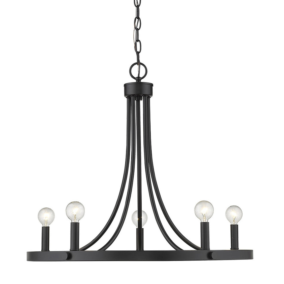 Sawyer 5-Light Matte Black Chandelier By Homeroots | Chandeliers | Modishstore - 2