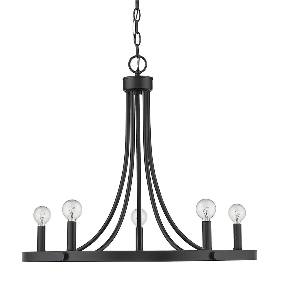 Sawyer 5-Light Matte Black Chandelier By Homeroots | Chandeliers | Modishstore - 3
