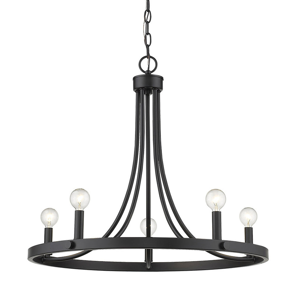 Sawyer 5-Light Matte Black Chandelier By Homeroots | Chandeliers | Modishstore - 4