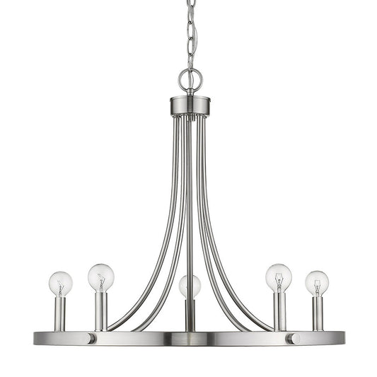 Sawyer 5-Light Satin Nickel Chandelier By Homeroots | Chandeliers | Modishstore