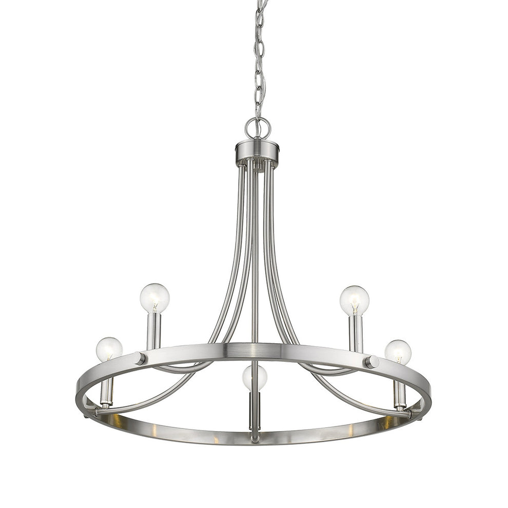 Sawyer 5-Light Satin Nickel Chandelier By Homeroots | Chandeliers | Modishstore - 4