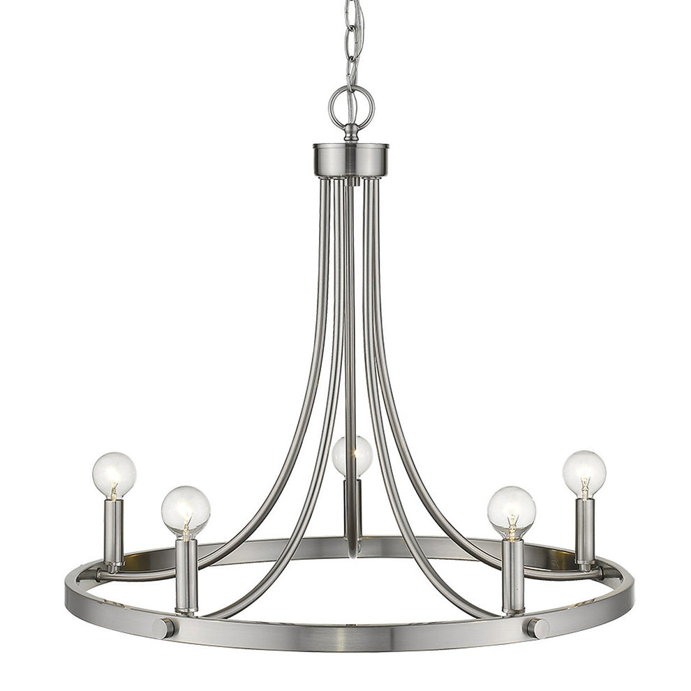 Sawyer 5-Light Satin Nickel Chandelier By Homeroots | Chandeliers | Modishstore - 5