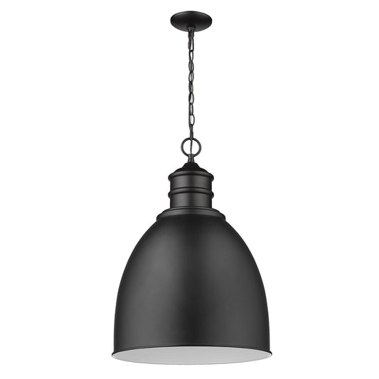 Colby 1-Light Matte Black Pendant With Gloss White Interior Shade By Homeroots | Pendant Lamps | Modishstore