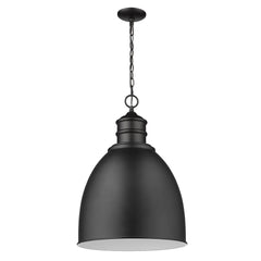 Colby 1-Light Matte Black Pendant With Gloss White Interior Shade By Homeroots