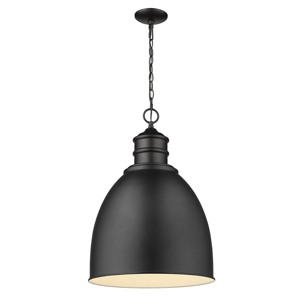 Colby 1-Light Matte Black Pendant With Gloss White Interior Shade By Homeroots | Pendant Lamps | Modishstore - 2