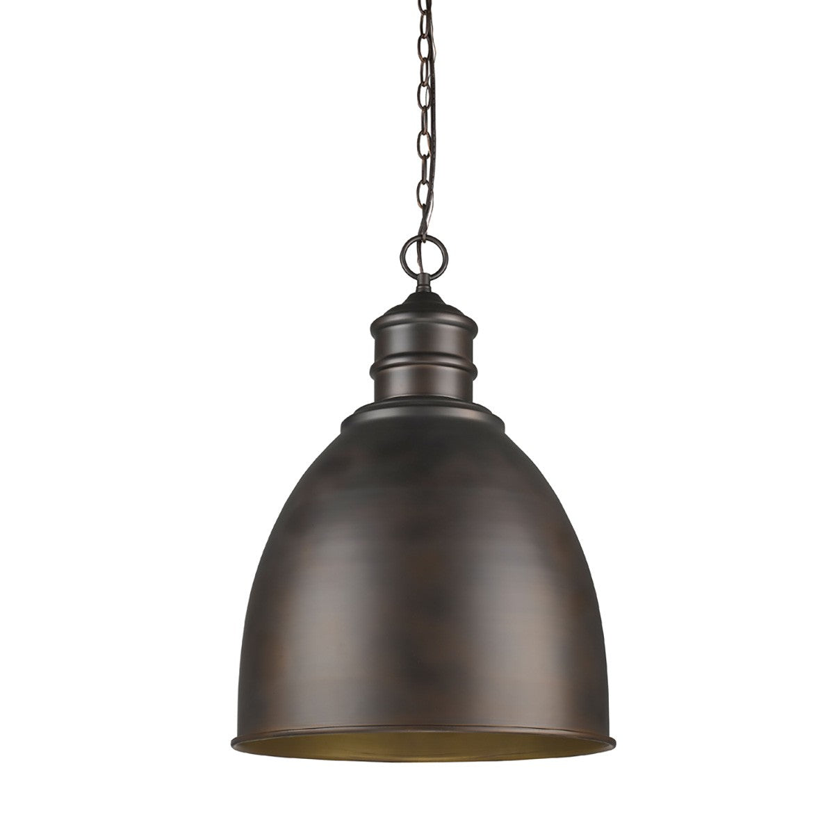 Colby 1-Light Oil-Rubbed Bronze Pendant With Raw Brass Interior Shade By Homeroots | Pendant Lamps | Modishstore
