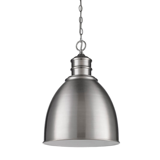 Colby 1-Light Satin Nickel Pendant With Gloss White Interior Shade By Homeroots