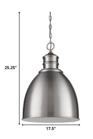 Colby 1-Light Satin Nickel Pendant With Gloss White Interior Shade By Homeroots | Pendant Lamps | Modishstore - 5