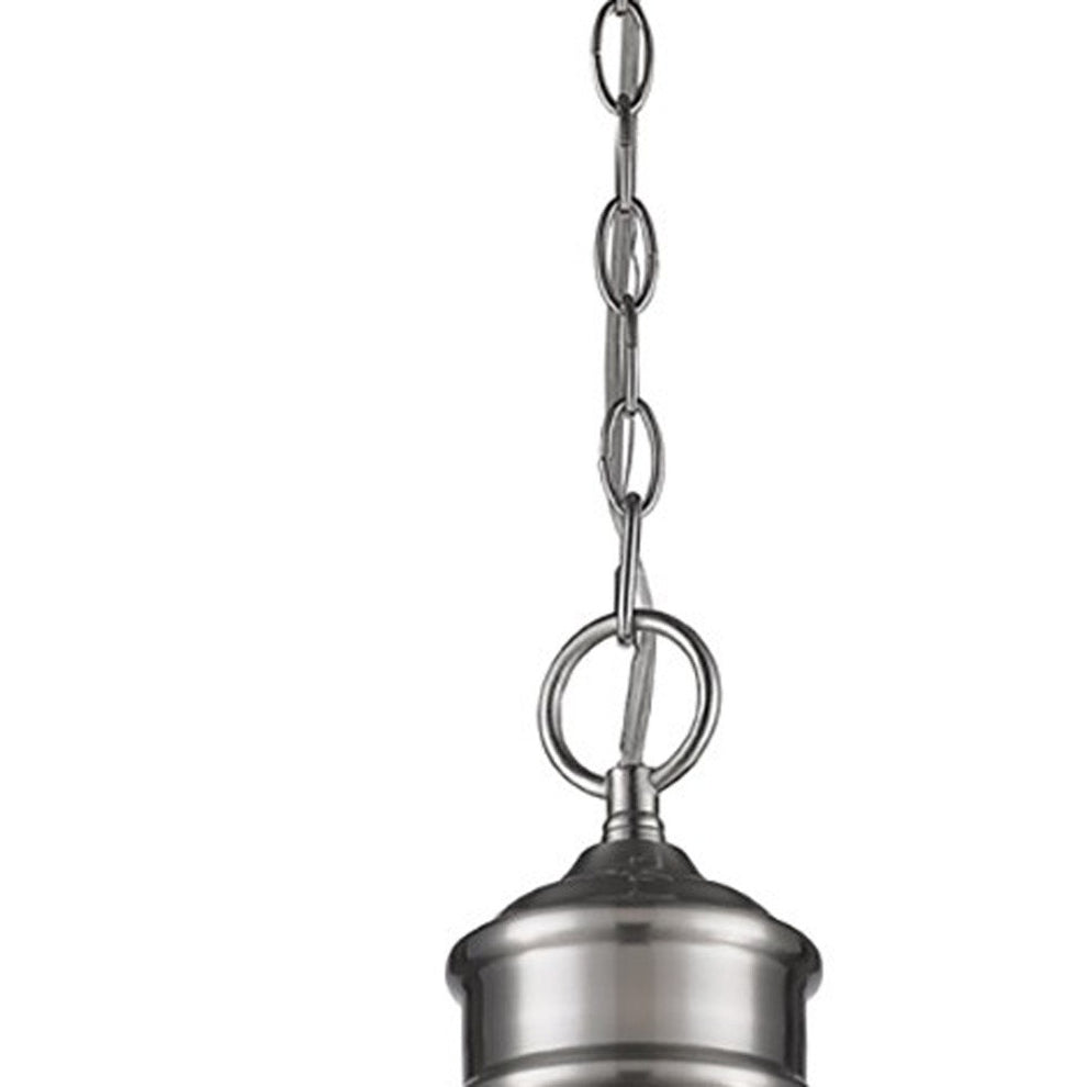 Colby 1-Light Satin Nickel Pendant With Gloss White Interior Shade By Homeroots | Pendant Lamps | Modishstore - 4
