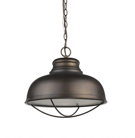 Ansen 1-Light Oil-Rubbed Bronze Pendant With Gloss White Interior Shade By Homeroots