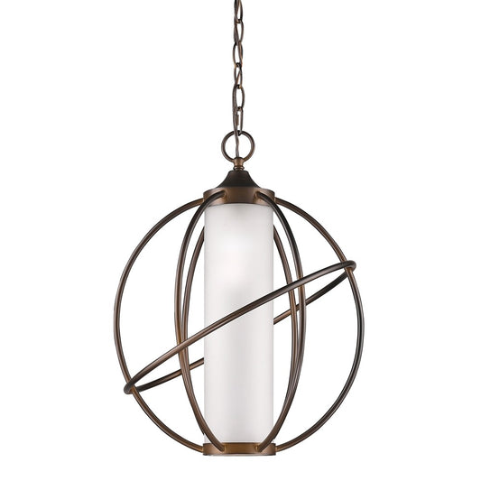 Loft 1-Light Oil-Rubbed Bronze Globe Pendant With Etched Glass Interior Shade By Homeroots | Pendant Lamps | Modishstore