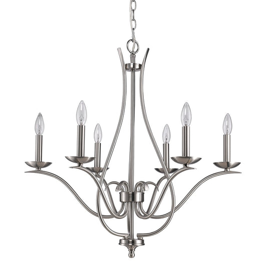 Genevieve 5-Light Satin Nickel Chandelier By Homeroots | Chandeliers | Modishstore