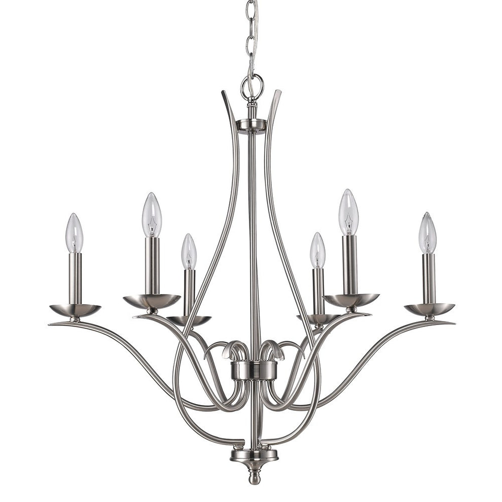 Genevieve 5-Light Satin Nickel Chandelier By Homeroots | Chandeliers | Modishstore - 2