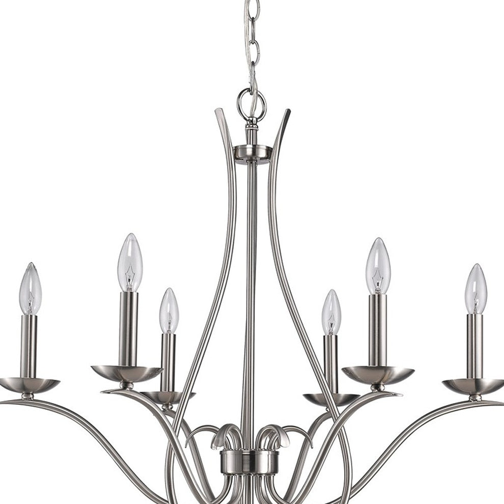 Genevieve 5-Light Satin Nickel Chandelier By Homeroots | Chandeliers | Modishstore - 3