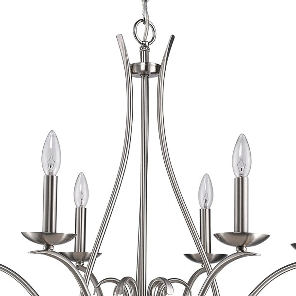 Genevieve 5-Light Satin Nickel Chandelier By Homeroots | Chandeliers | Modishstore - 4