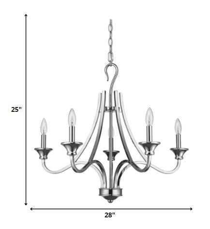 Michelle 5-Light Polished Nickel Chandelier By Homeroots | Chandeliers | Modishstore - 5