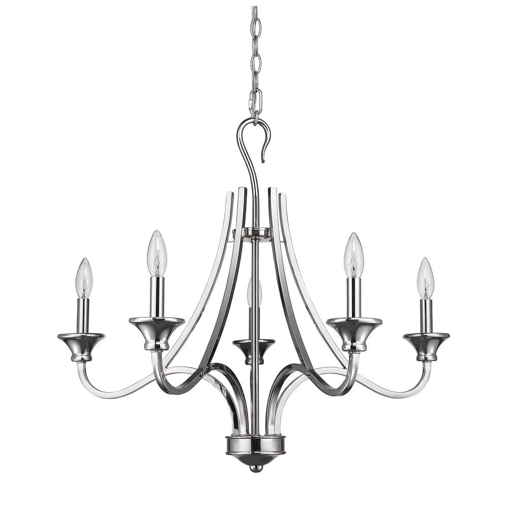 Michelle 5-Light Polished Nickel Chandelier By Homeroots | Chandeliers | Modishstore - 2