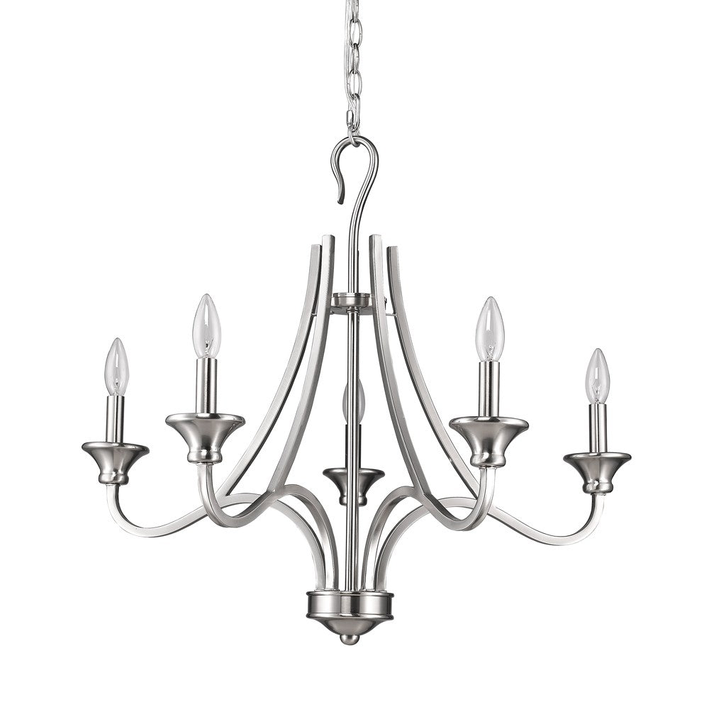 Michelle 5-Light Satin Nickel Chandelier By Homeroots | Chandeliers | Modishstore