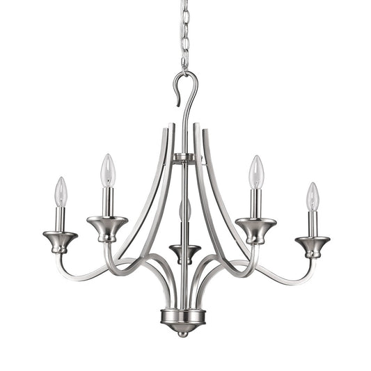Michelle 5-Light Satin Nickel Chandelier By Homeroots | Chandeliers | Modishstore