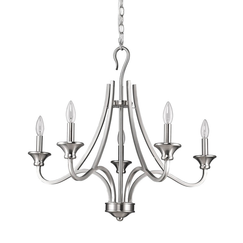 Michelle 5-Light Satin Nickel Chandelier By Homeroots | Chandeliers | Modishstore