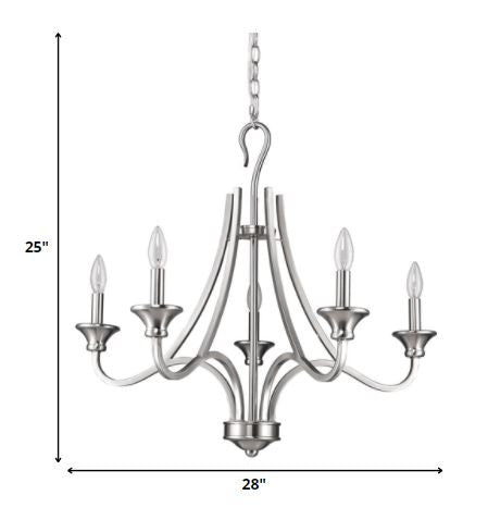 Michelle 5-Light Satin Nickel Chandelier By Homeroots | Chandeliers | Modishstore - 5