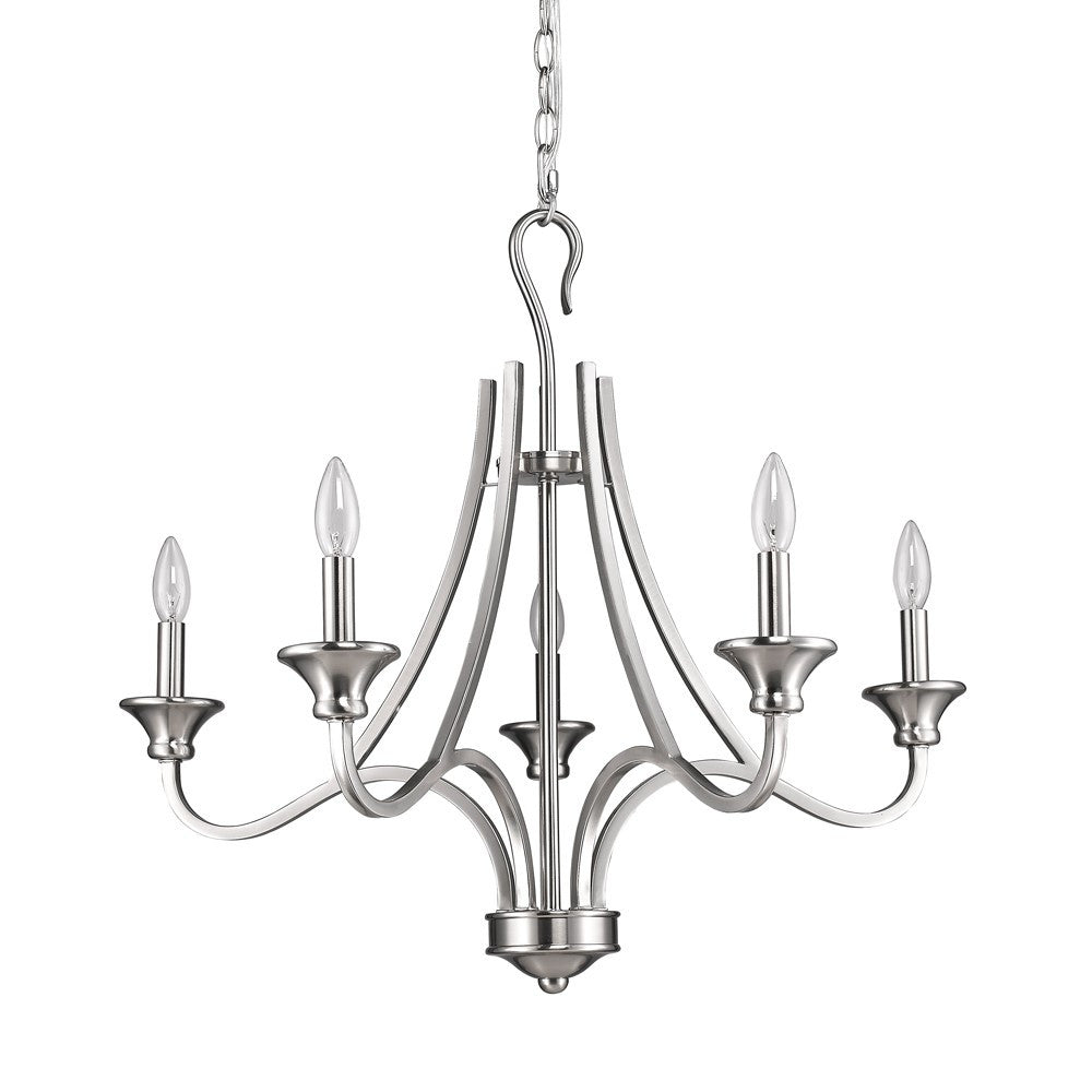 Michelle 5-Light Satin Nickel Chandelier By Homeroots | Chandeliers | Modishstore - 2