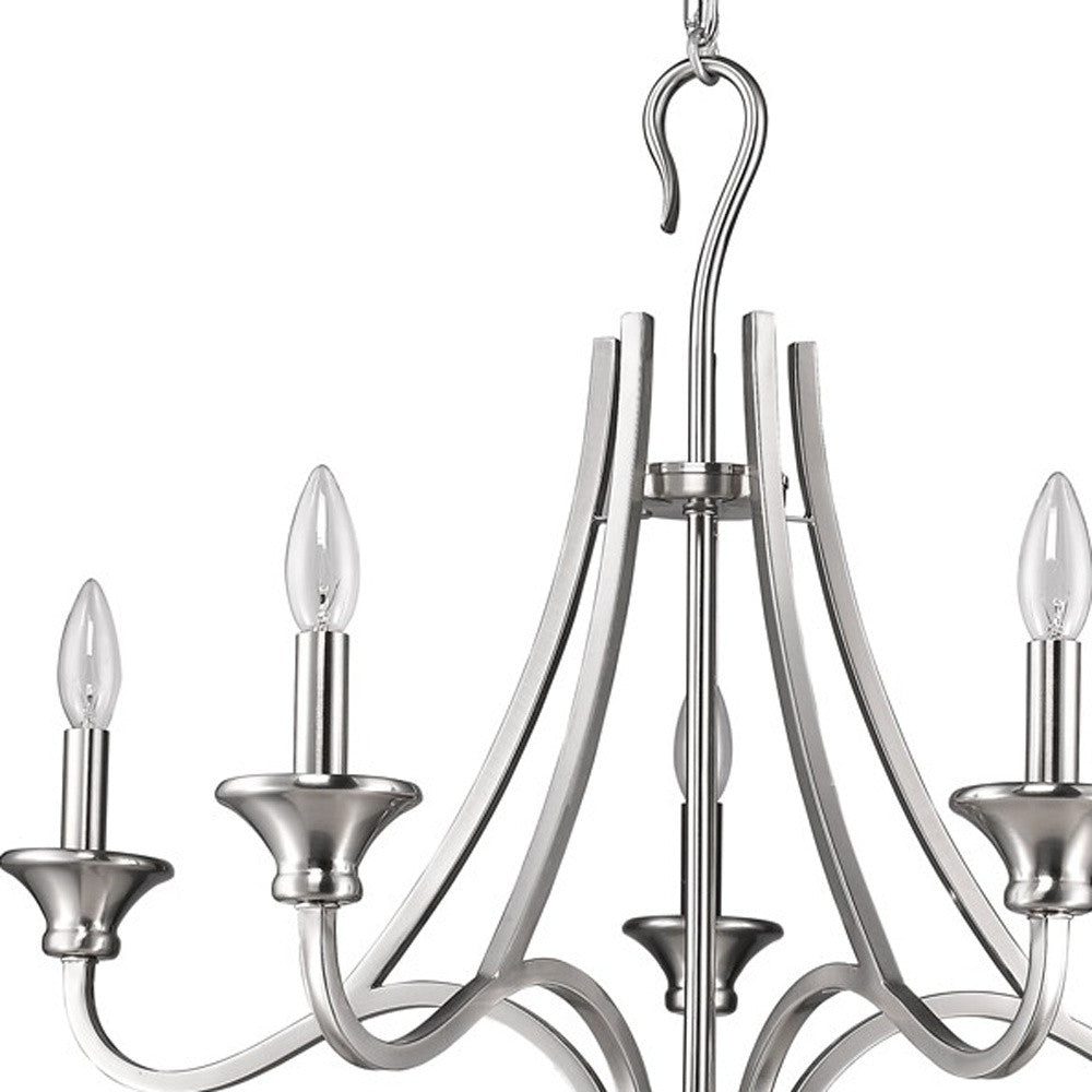 Michelle 5-Light Satin Nickel Chandelier By Homeroots | Chandeliers | Modishstore - 3