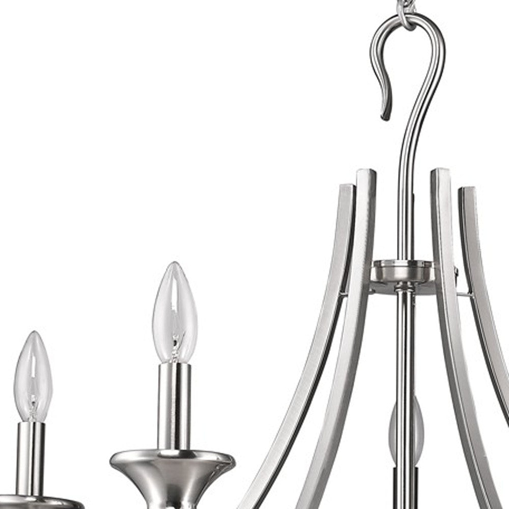 Michelle 5-Light Satin Nickel Chandelier By Homeroots | Chandeliers | Modishstore - 4