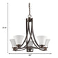 Mia 5-Light Oil-Rubbed Bronze Chandelier With Etched Glass Shades By Homeroots | Chandeliers | Modishstore - 5