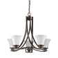 Mia 5-Light Oil-Rubbed Bronze Chandelier With Etched Glass Shades By Homeroots