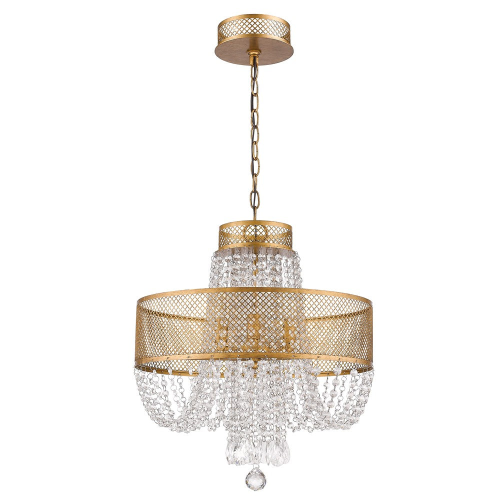 Viola 4-Light Antique Gold Crystal Chandelier By Homeroots | Chandeliers | Modishstore
