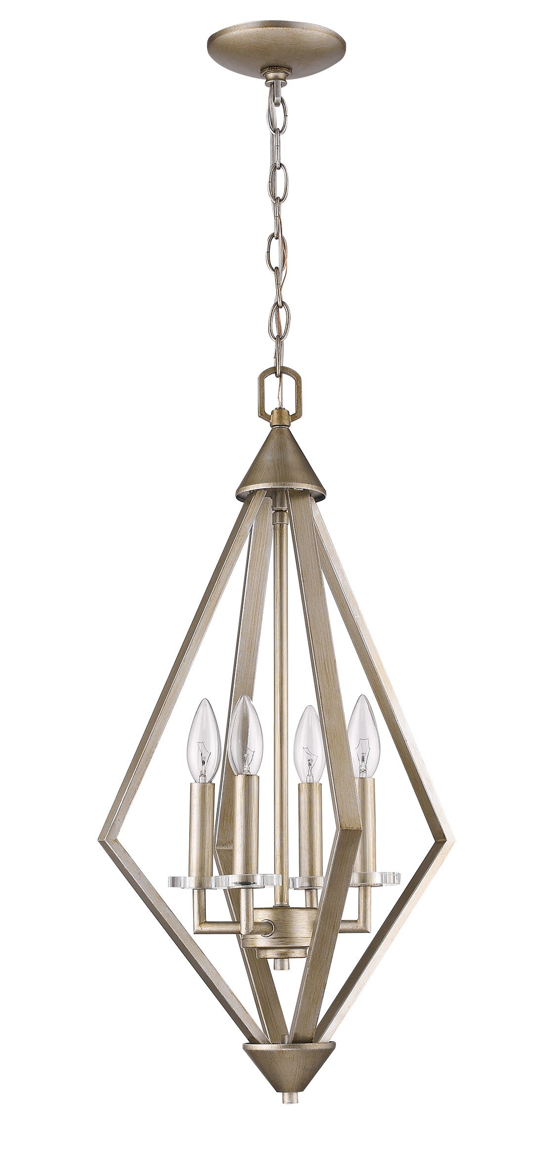 Easton 4-Light Washed Gold Pendant With Crystal Bobeches By Homeroots | Pendant Lamps | Modishstore