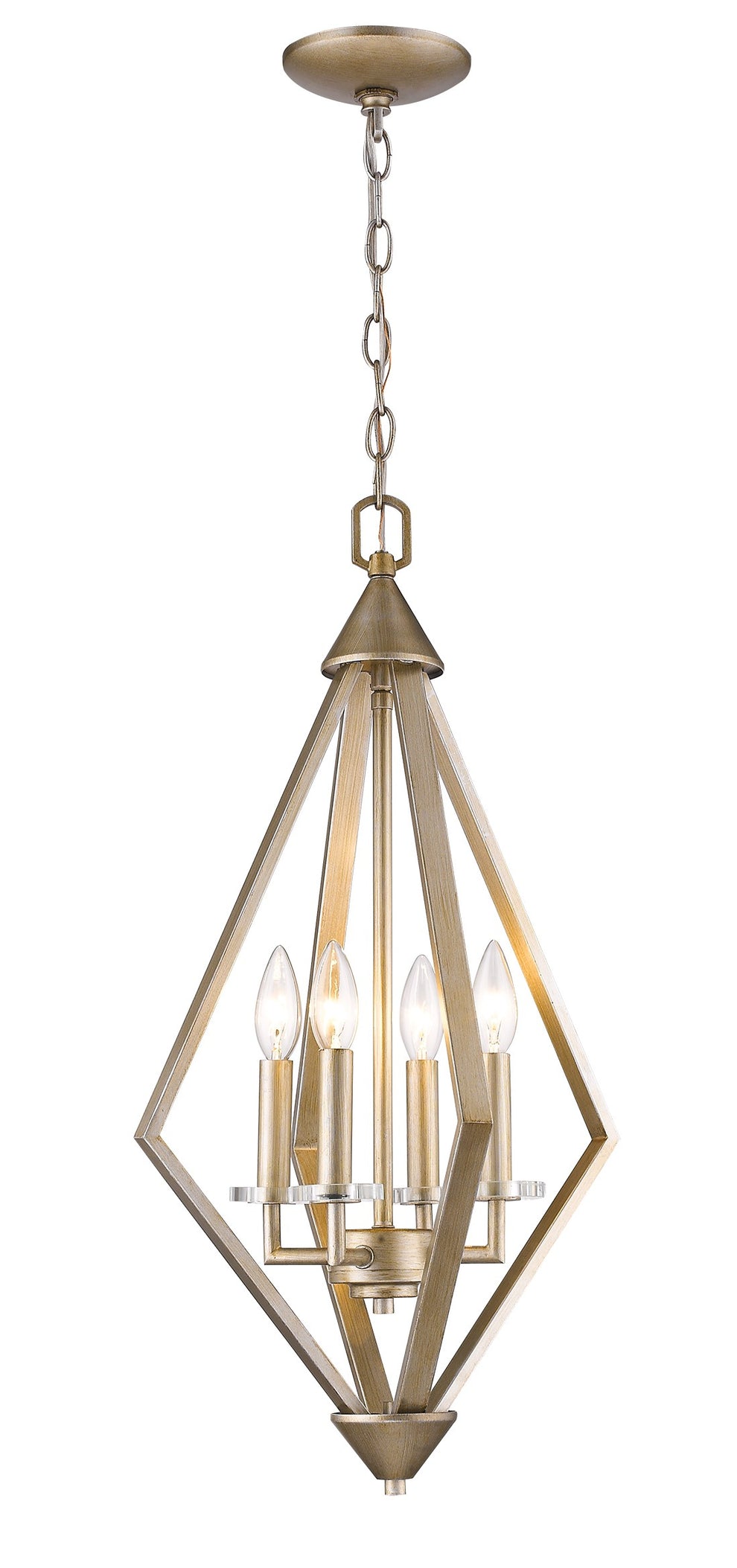 Easton 4-Light Washed Gold Pendant With Crystal Bobeches By Homeroots | Pendant Lamps | Modishstore - 2