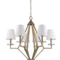 Easton 6-Light Washed Gold Chandelier With Crystal Bobeches And White Fabric Shades By Homeroots | Chandeliers | Modishstore