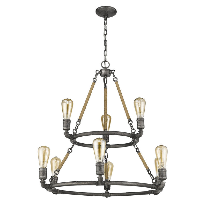 Grayson 9-Light Antique Gray Chandelier By Homeroots | Chandeliers | Modishstore
