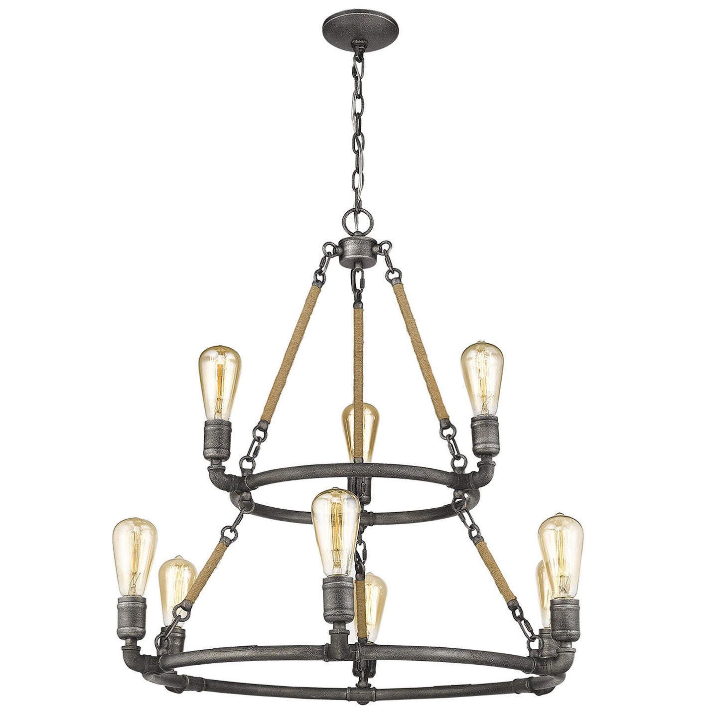 Grayson 9-Light Antique Gray Chandelier By Homeroots | Chandeliers | Modishstore - 2