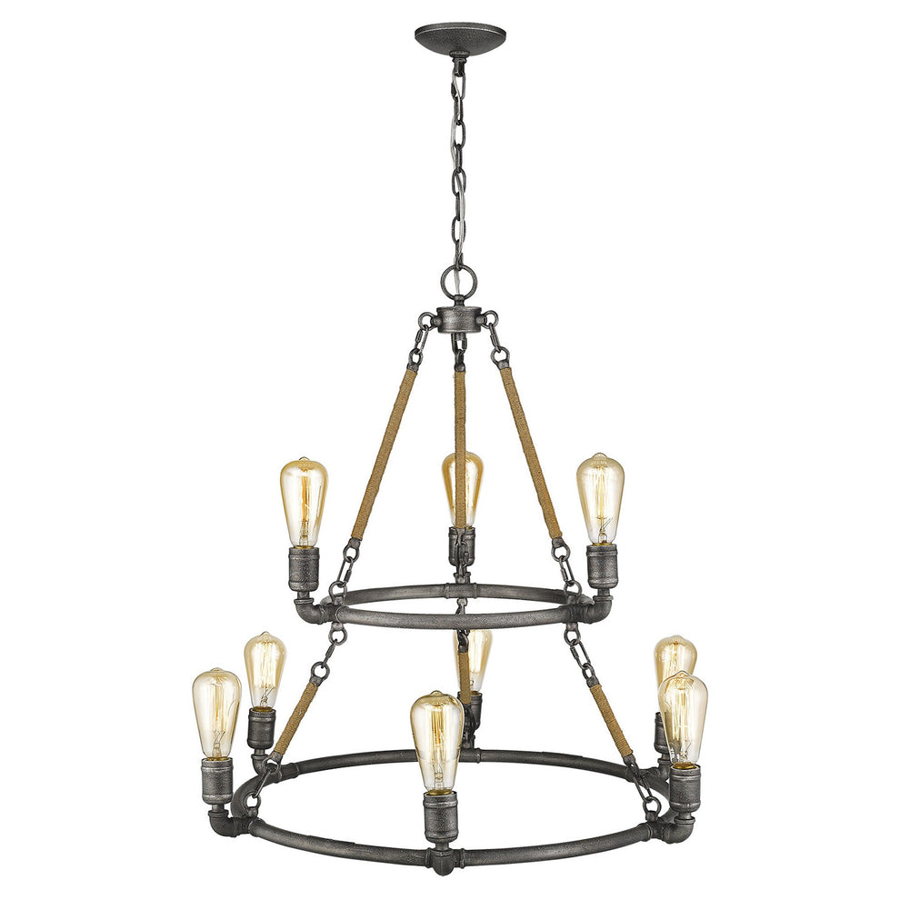 Grayson 9-Light Antique Gray Chandelier By Homeroots | Chandeliers | Modishstore - 4