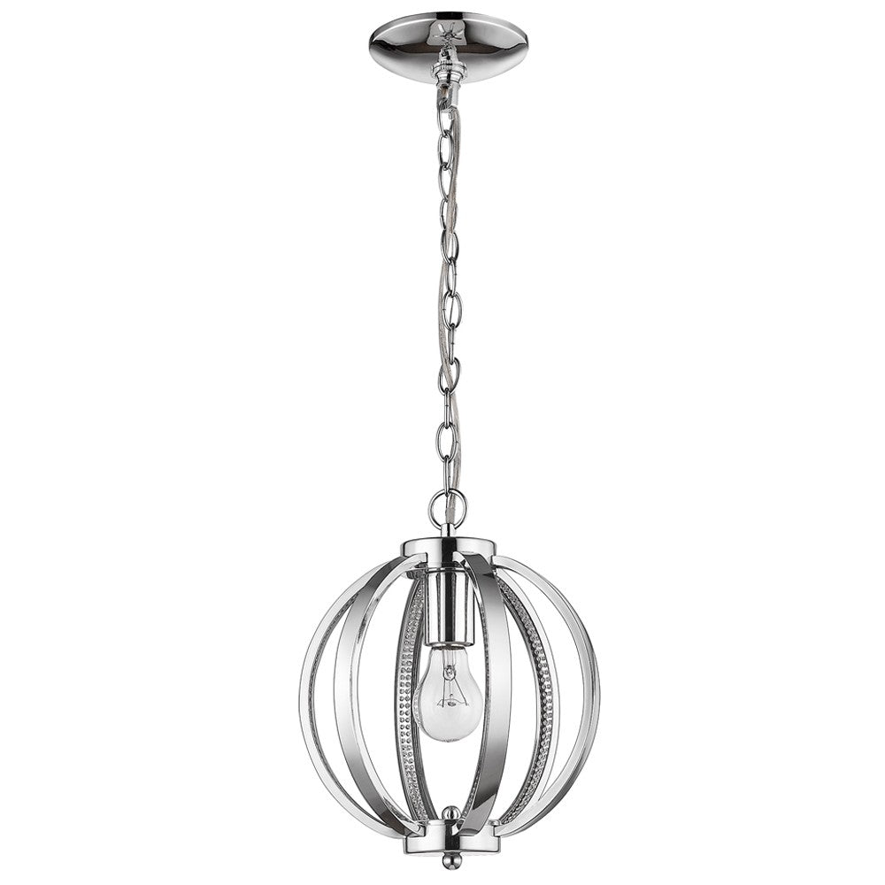 Nevaeh 1-Light Chrome Globe Pendant With Crystal Accents By Homeroots | Pendant Lamps | Modishstore