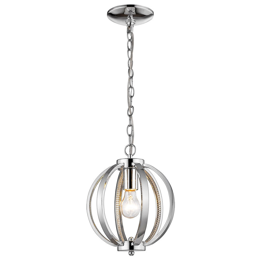 Nevaeh 1-Light Chrome Globe Pendant With Crystal Accents By Homeroots | Pendant Lamps | Modishstore - 2