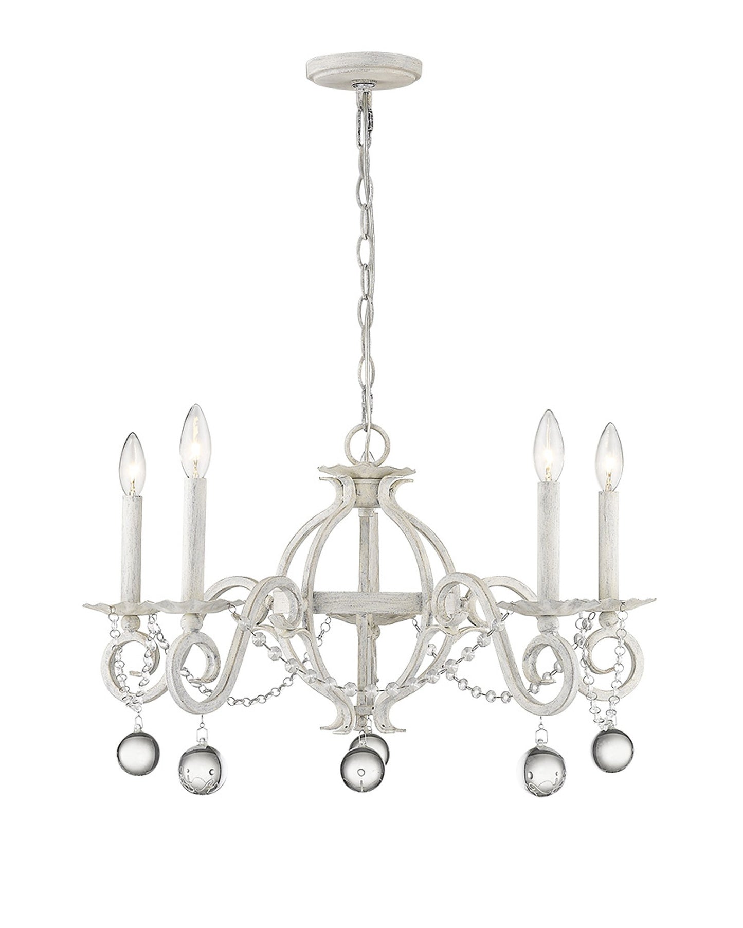 Callie 5-Light Country White Chandelier By Homeroots | Chandeliers | Modishstore