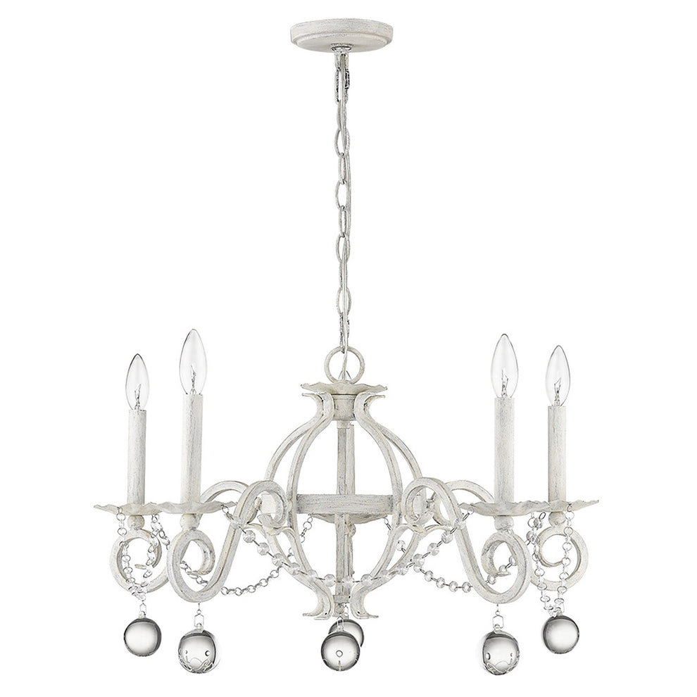 Callie 5-Light Country White Chandelier By Homeroots | Chandeliers | Modishstore - 2
