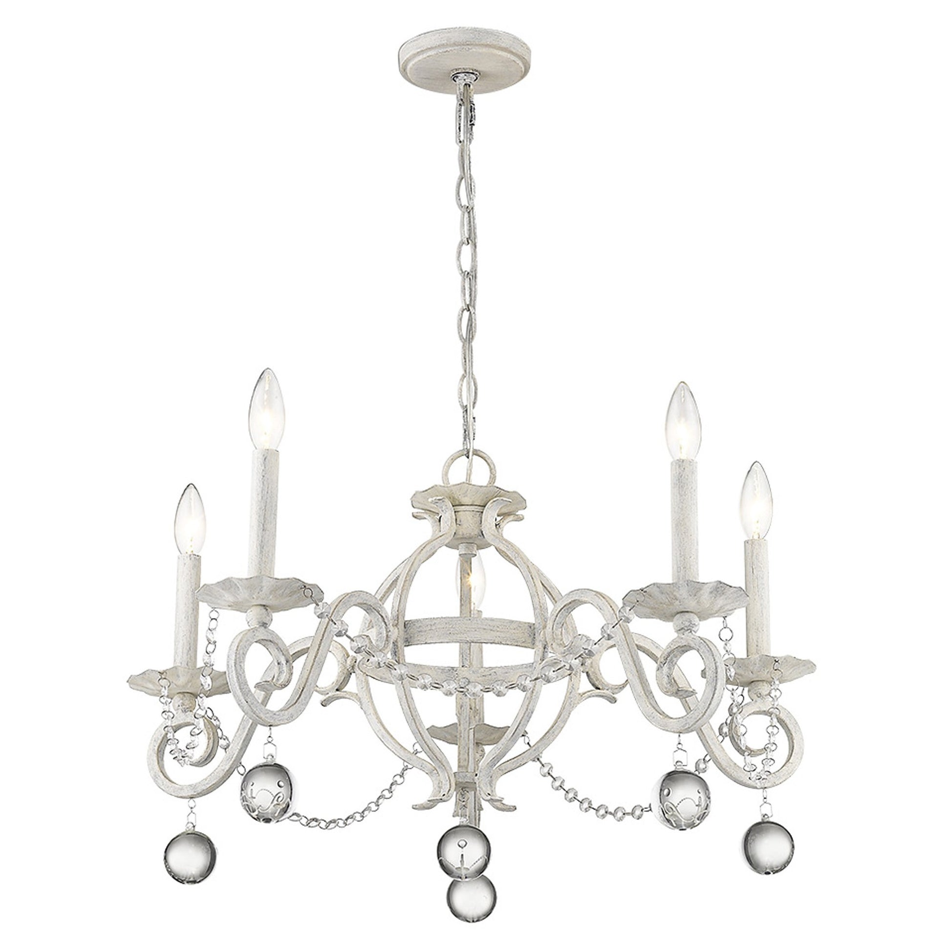 Callie 5-Light Country White Chandelier By Homeroots | Chandeliers | Modishstore - 3
