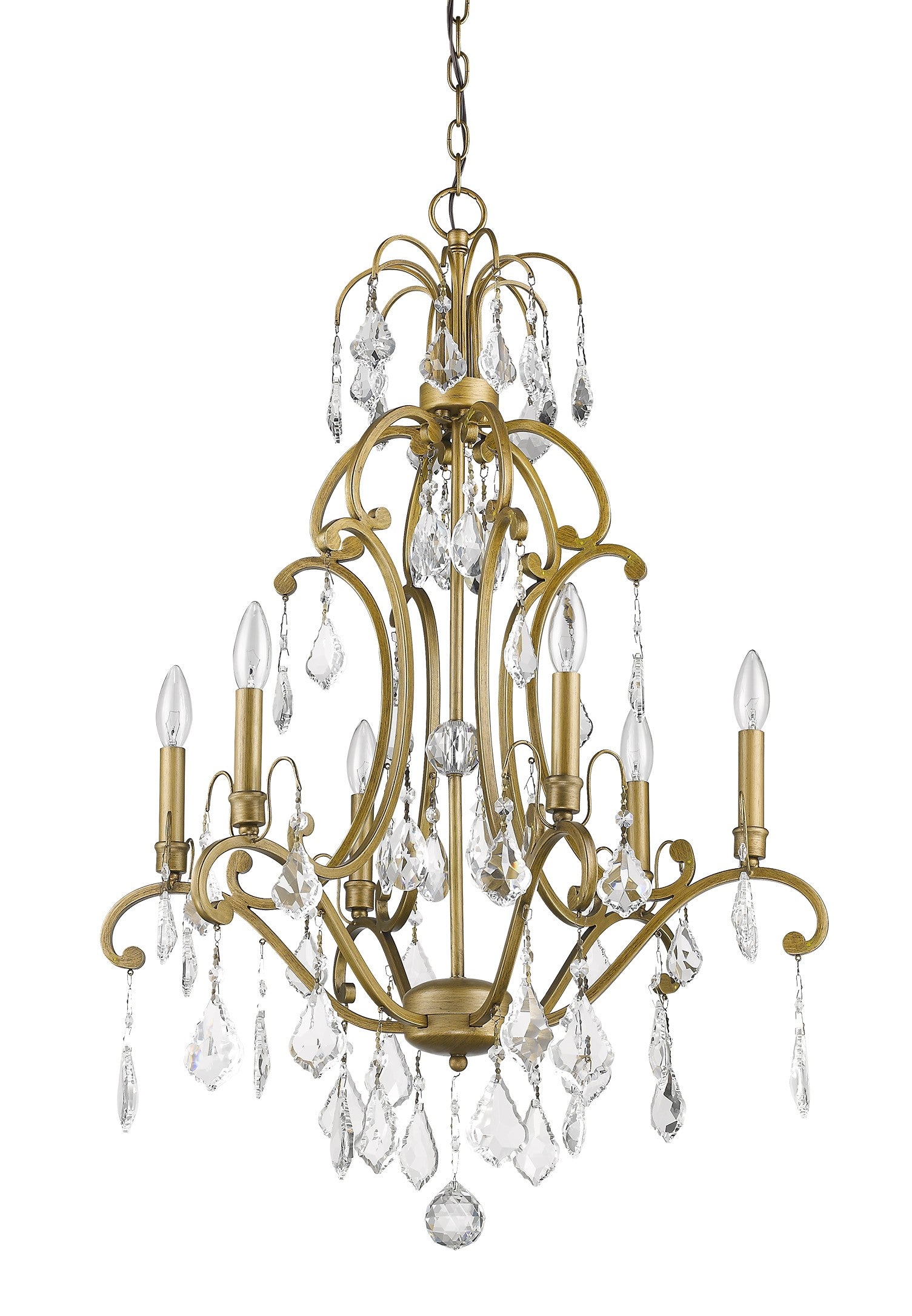 Claire 6-Light Antique Gold Chandelier With Crystal Accents By Homeroots | Chandeliers | Modishstore