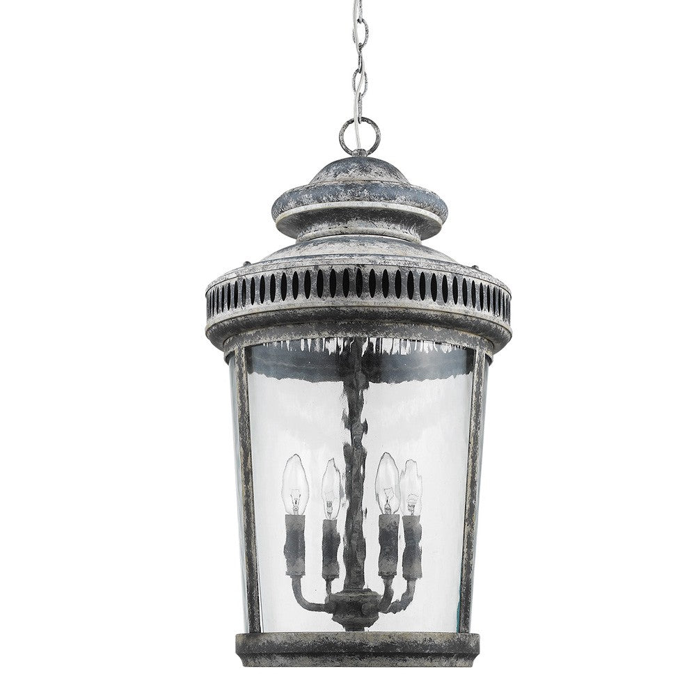Kingston 4-Light Antique Lead Foyer Pendant With Curved Water Glass Panes By Homeroots | Pendant Lamps | Modishstore