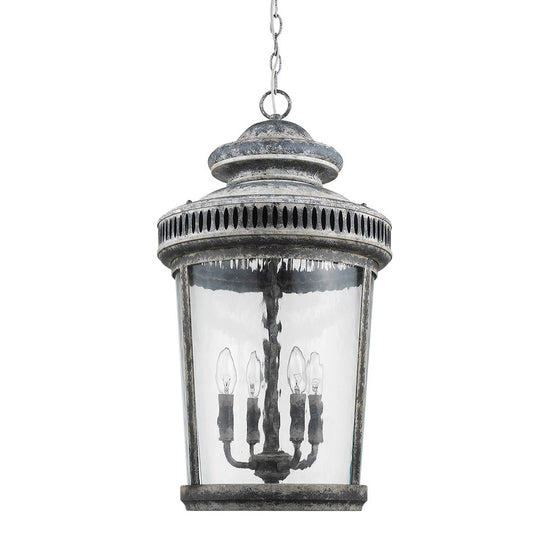 Kingston 4-Light Antique Lead Foyer Pendant With Curved Water Glass Panes By Homeroots | Pendant Lamps | Modishstore