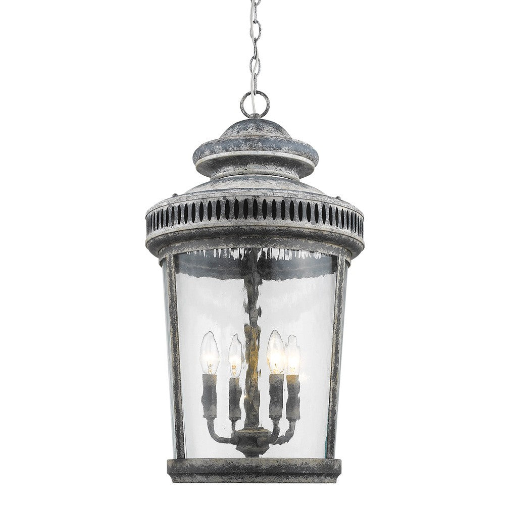 Kingston 4-Light Antique Lead Foyer Pendant With Curved Water Glass Panes By Homeroots | Pendant Lamps | Modishstore - 2